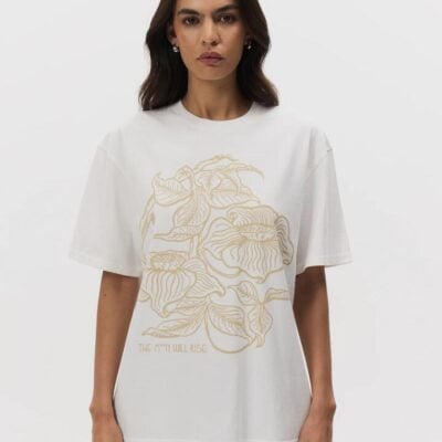 Lulu & Rose Dark Nature Oversized Tee Size XL OFF WHITE
