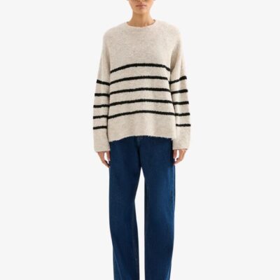 Nude Lucy Elias Stripe Knit Size L/XL Oatmeal Stripe