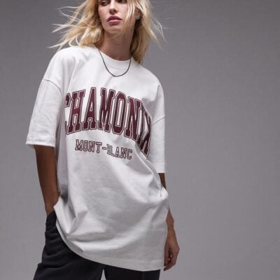 Topshop Premium Oversized Chamonix Tee Size L White