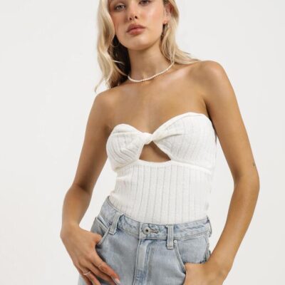 Lulu & Rose Huxley Knit Top Size S White