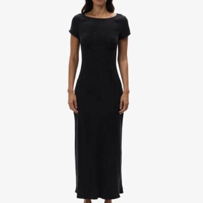 Lulu & Rose Chere Cupro Maxi Dress Size S Black