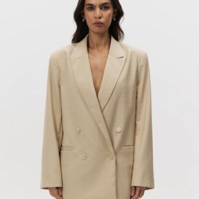 MSE Double Breasted Blazer Size L Natural