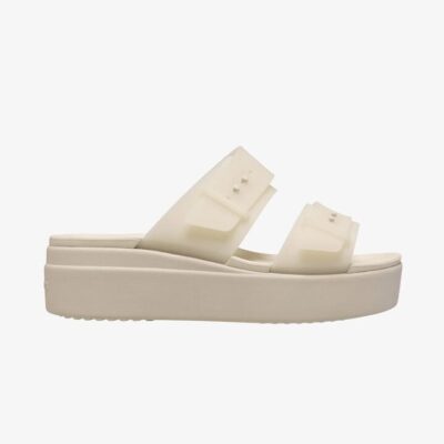 Crocs Brooklyn Buckle Frosted Low Wedge Size US Womens 10 Sandstone