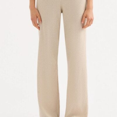 Nude Lucy Womens Zosia Knit Pant Cream Size XXS Textured Knit Relaxed Wide Leg Full Length Elasticated Waistband Drawcord