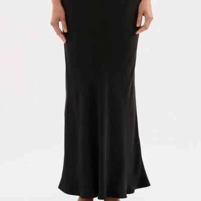 Nude Lucy Nude Lucy Womens Dara Cupro Skirt Black Size XXS Premium Bias Cut Maxi Skirt Elasticated Waistband Soft Sueded