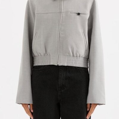 Nude Lucy Nude Lucy Womens Elena Bomber Jacket Grey Midweight Tailoring Fabric Relaxed Boxy Fit XL