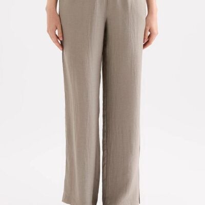 Nude Lucy Nude Lucy Womens Juno Pant Linen Blue XXL Wide Leg Full Length Elastic Waistband Side Slits