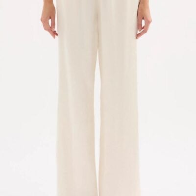 Nude Lucy NiLS By NUDELUCY Womens Ana Pant White Size S Premium Crushed Satin Wide Leg Elastic Waistband
