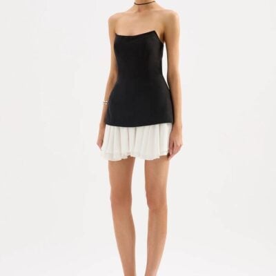 Nude Lucy NiLS By NUDELUCY Womens Noosha Mini Dress Black Premium Lyocell Linen Strapless Size S