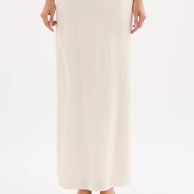 Nude Lucy NiLS By NUDELUCY Womens Ana Maxi Skirt Premium Crushed Satin Bias Cut Elastic Waistband M White