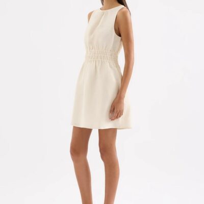 Nude Lucy Womens Andri Linen Mini Dress Linen Yellow Size Xxs