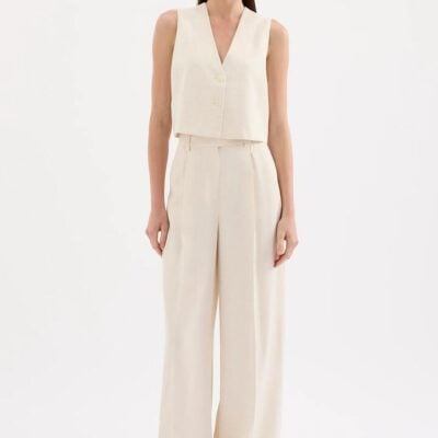 Nude Lucy Womens Alfie Pant Linen Cream Size Xxs