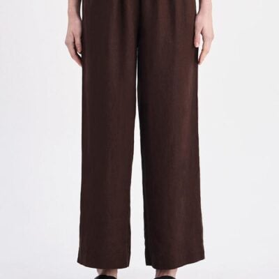 Nude Lucy Nude Womens Lounge Linen Crop Pant Brown Linen Casual Wide Leg Crop M