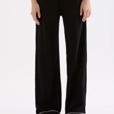 Nude Lucy Womens Sutton Pant Cotton Linen Black Size L Relaxed Fit High Waisted Full Length