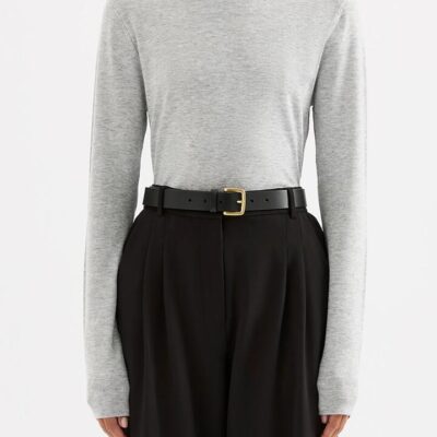 Nude Lucy Womens Winslow Skivvy Merino Wool Blend Skivvy Grey Roll Over Turtleneck XS