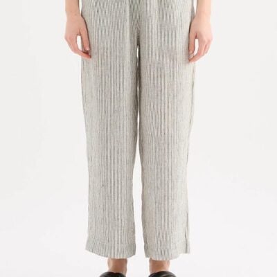 Nude Lucy Womens Lounge Stripe Linen Crop Pant Linen Stripes Size Xl
