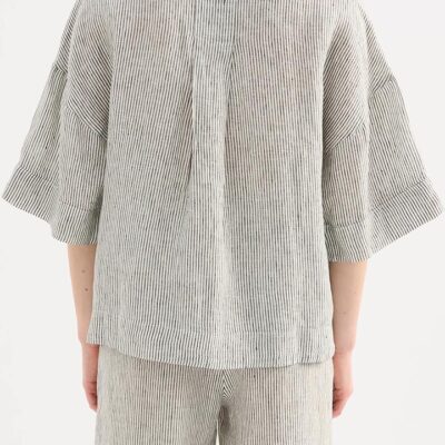 Nude Lucy Nude Lucy Womens Lounge Stripe Linen Shirt Casual Fit Button Front Size S
