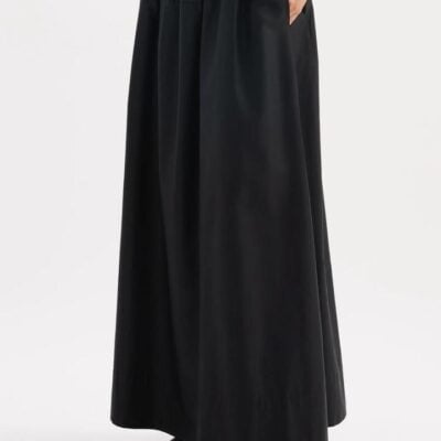 Nude Lucy Nude Lucy Womens Briony Maxi Skirt Cotton Black Size XS Elastic Waist Pockets Fully Lined Full Gathered Silhouette