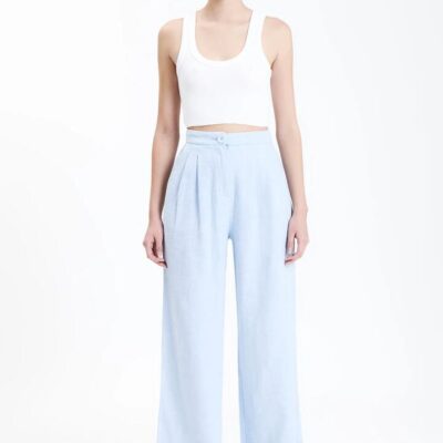 Nude Lucy Womens Blair Tailored Pant Linen Blue Size Xl