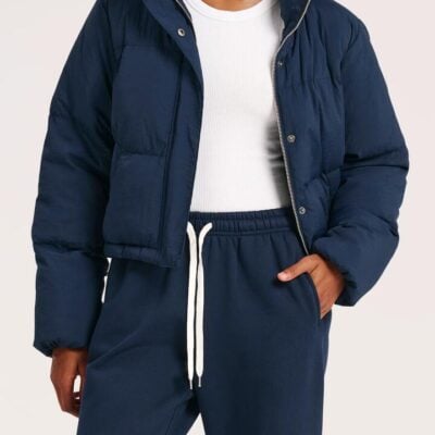 Nude Lucy Womens Topher Puffer Jacket Blue Size Xs
