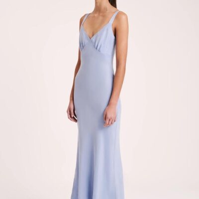 Nude Lucy Womens Roni Cupro Slip Dress Blue Size Xl