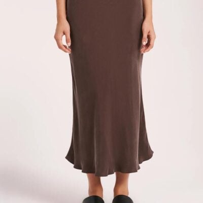 Nude Lucy Womens Harlow Cupro Midi Skirt Brown Size Xxs