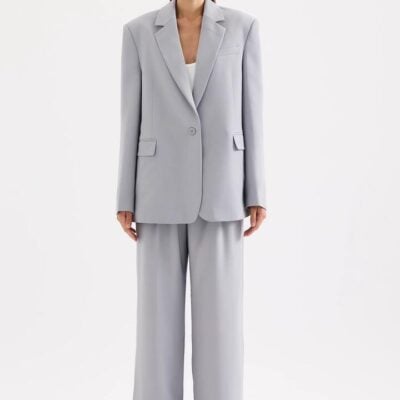 Nude Lucy Womens Wallace Blazer Tailoring Fabric Blue Size Xxs
