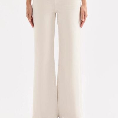 Nude Lucy Womens Cali Stretch Wide Leg Jean Denim Cream Size 23