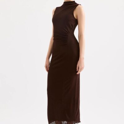 Nude Lucy Womens Winston Mesh Maxi Dress Brown Size Xxs