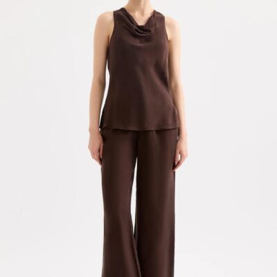 Nude Lucy Womens Raven Cupro Top Brown Size Xl