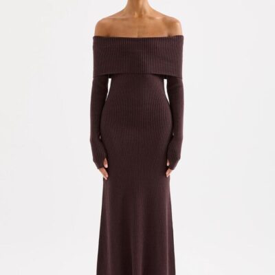 Nude Lucy Womens Krishna Knit Dress Cotton Brown Size Xxs
