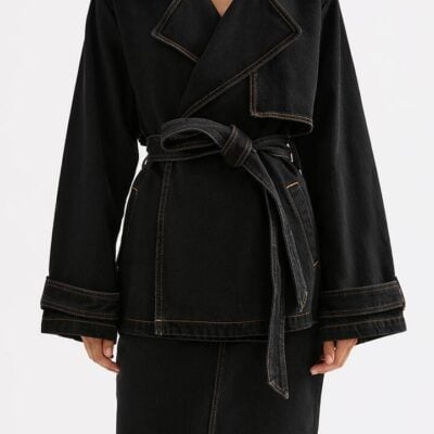 Nude Lucy Womens Inaya Denim Trench Denim Black Size M