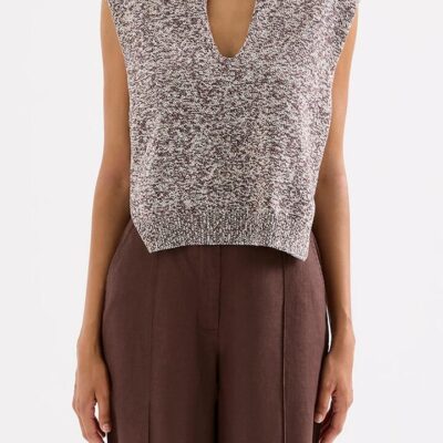 Nude Lucy Womens Mio Knit Vest Cotton Brown Size Xl