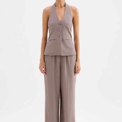Nude Lucy Womens Scarlet Vest Linen Brown Size Xxs