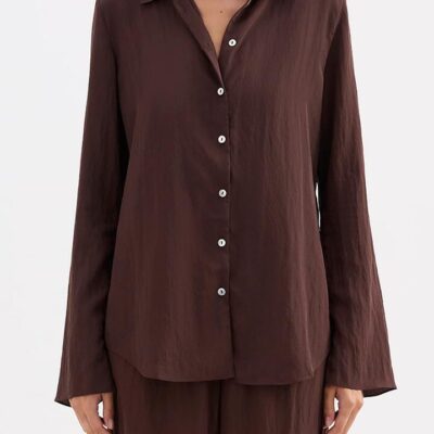 Nude Lucy Womens Alia Shirt Viscose Brown Size Xxs