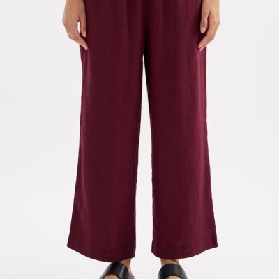 Nude Lucy Womens Lounge Linen Crop Pant Linen Red Size Xxs