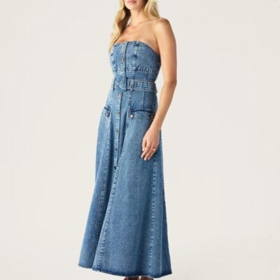 MOS The Label Aveline Denim Strapless Dress | MOS The Label