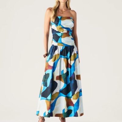 MOS The Label Celestia Print Strapless Dress | MOS The Label