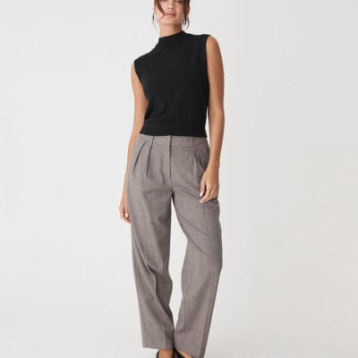 FORCAST Loretta Pleated Check Pants