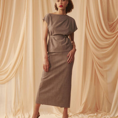 FORCAST Loretta Pleat Belted Top