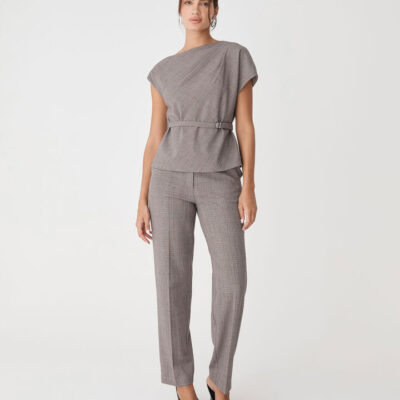 FORCAST Loretta Straight Check Pants