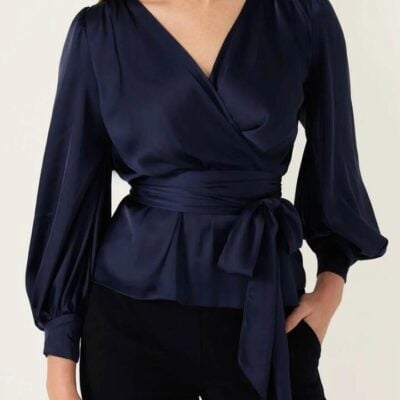 Sacha Drake Satin Faux Wrap Top