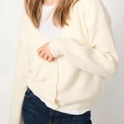 Mos Mosh Thora V-neck Cardi — Ecru