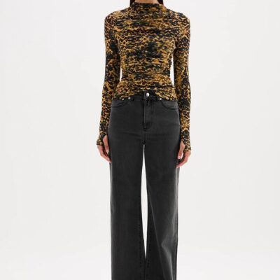 Nude Lucy Womens Tora Mesh Ls Top Print Size Xxs
