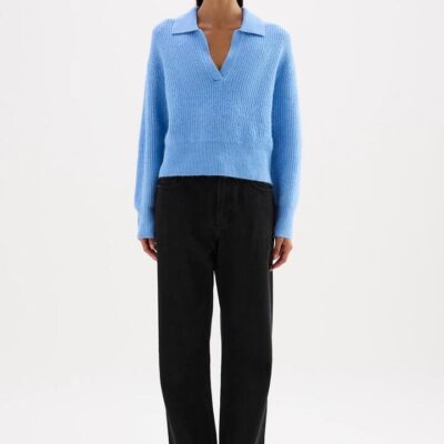 Nude Lucy Womens Coleen Rugby Knit Blue Size Xxs