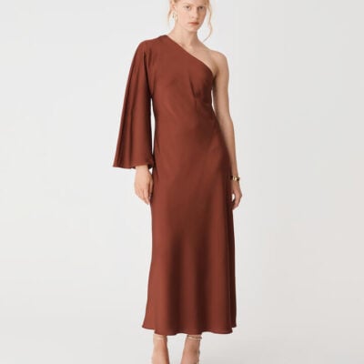 FORCAST Cleo One Shoulder Satin Dress