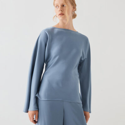 FORCAST Asma Satin Bias Top