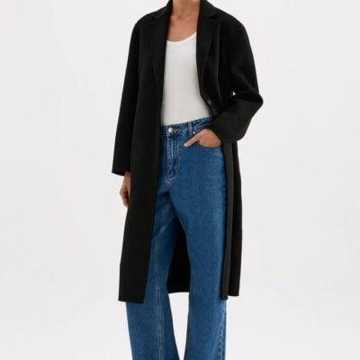 Nude Lucy Womens Riley Wool Coat Black Size Xxs