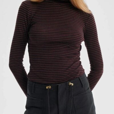 Morrison Morri Merino Stripe High Neck — Espresso Black