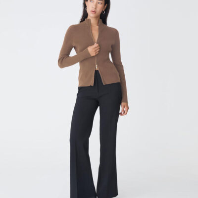 FORCAST Blake Ribbed Zip Cardigan